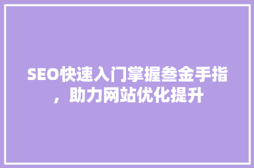 SEO快速入门掌握叁金手指，助力网站优化提升