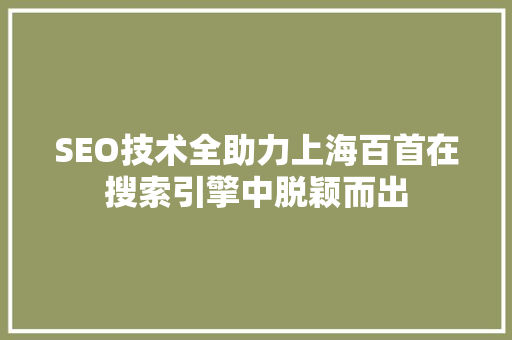 SEO技术全助力上海百首在搜索引擎中脱颖而出