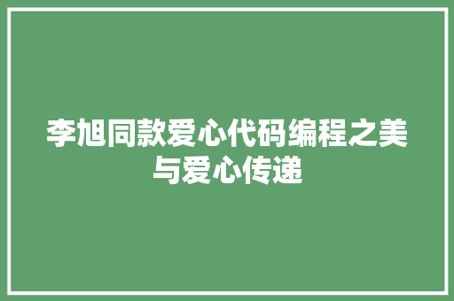 李旭同款爱心代码编程之美与爱心传递