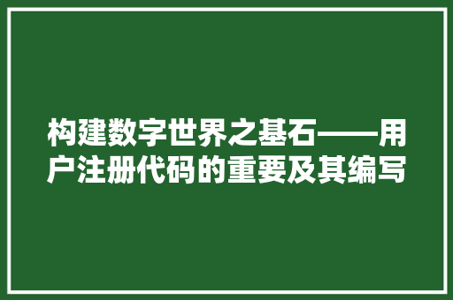 构建数字世界之基石——用户注册代码的重要及其编写方法