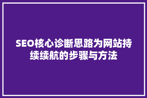 SEO核心诊断思路为网站持续续航的步骤与方法