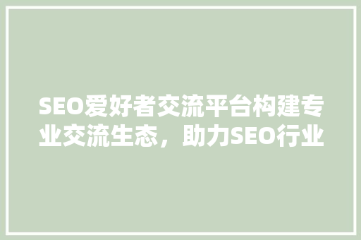 SEO爱好者交流平台构建专业交流生态，助力SEO行业共同进步