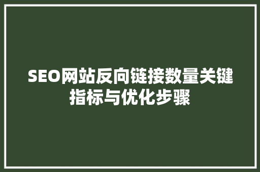 SEO网站反向链接数量关键指标与优化步骤