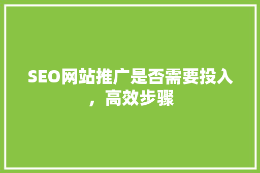 SEO网站推广是否需要投入，高效步骤