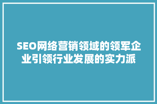 SEO网络营销领域的领军企业引领行业发展的实力派