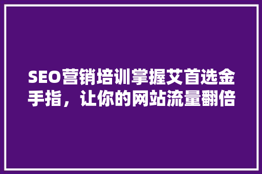 SEO营销培训掌握艾首选金手指，让你的网站流量翻倍