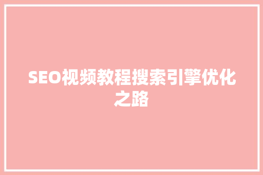 SEO视频教程搜索引擎优化之路