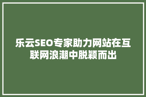 乐云SEO专家助力网站在互联网浪潮中脱颖而出