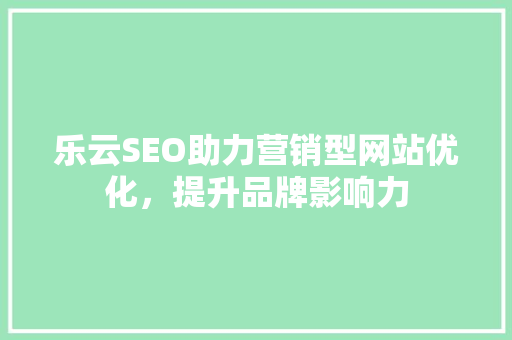 乐云SEO助力营销型网站优化，提升品牌影响力