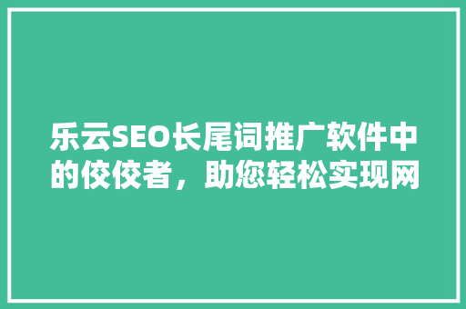 乐云SEO长尾词推广软件中的佼佼者，助您轻松实现网站优化