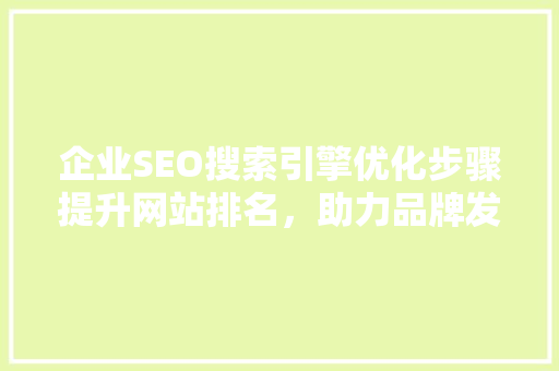 企业SEO搜索引擎优化步骤提升网站排名，助力品牌发展