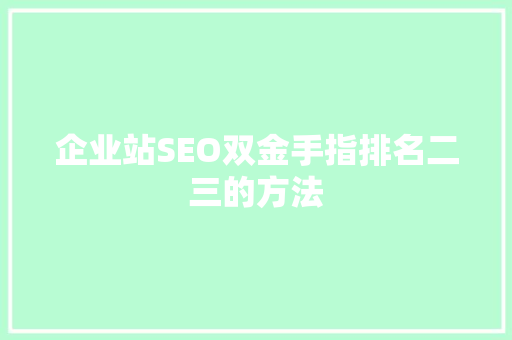企业站SEO双金手指排名二三的方法