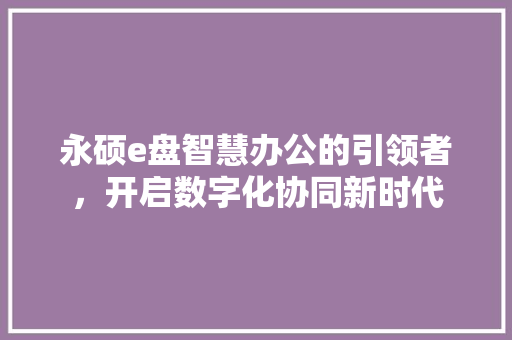 永硕e盘智慧办公的引领者，开启数字化协同新时代