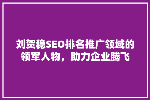 刘贺稳SEO排名推广领域的领军人物，助力企业腾飞
