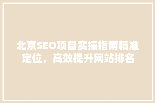 北京SEO项目实操指南精准定位，高效提升网站排名