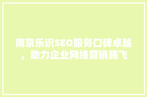 南京乐识SEO服务口碑卓越，助力企业网络营销腾飞