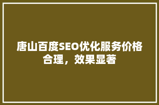 唐山百度SEO优化服务价格合理，效果显著