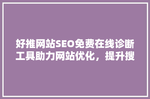 好推网站SEO免费在线诊断工具助力网站优化，提升搜索引擎排名