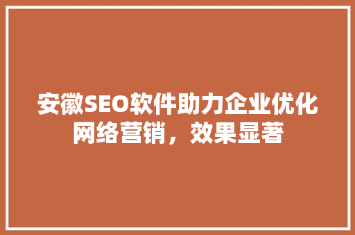 安徽SEO软件助力企业优化网络营销，效果显著