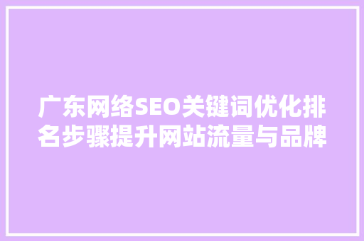 广东网络SEO关键词优化排名步骤提升网站流量与品牌影响力
