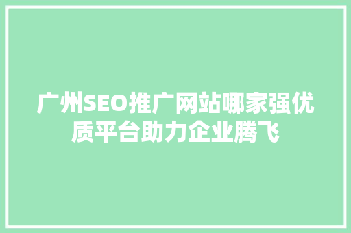 广州SEO推广网站哪家强优质平台助力企业腾飞