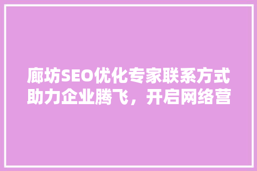 廊坊SEO优化专家联系方式助力企业腾飞，开启网络营销新篇章