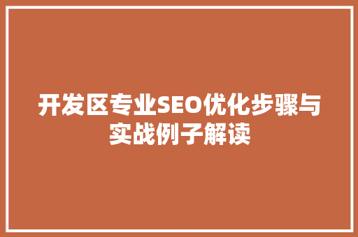 开发区专业SEO优化步骤与实战例子解读