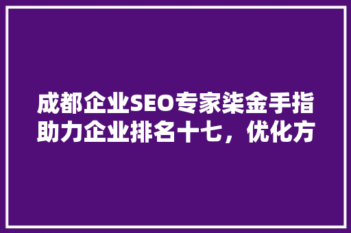 成都企业SEO专家柒金手指助力企业排名十七，优化方法