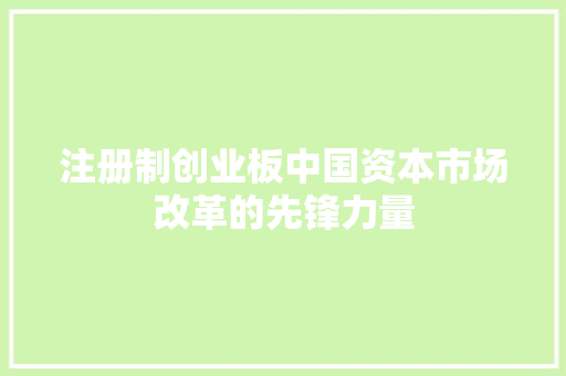 注册制创业板中国资本市场改革的先锋力量