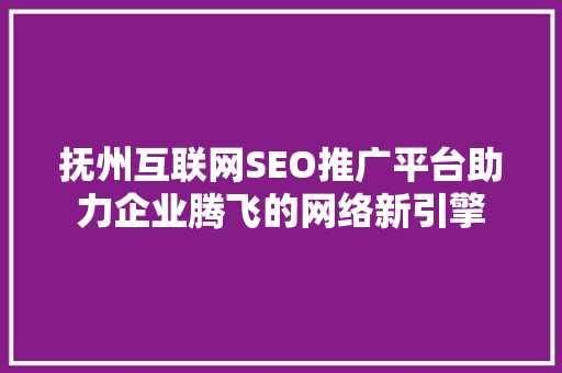 抚州互联网SEO推广平台助力企业腾飞的网络新引擎  第1张