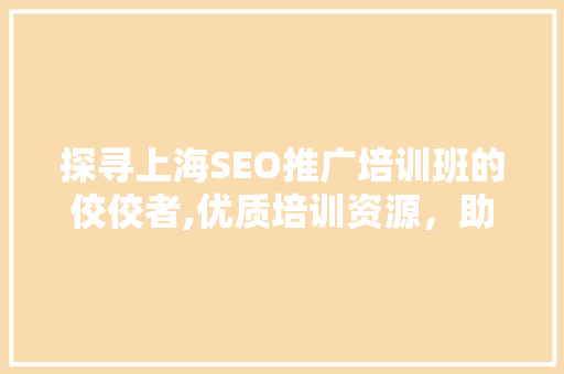 探寻上海SEO推广培训班的佼佼者,优质培训资源，助力你的互联网营销之路