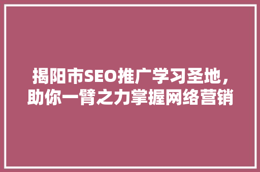 揭阳市SEO推广学习圣地，助你一臂之力掌握网络营销之路