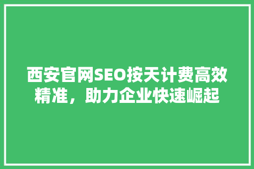 西安官网SEO按天计费高效精准，助力企业快速崛起