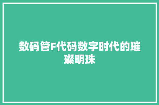 数码管F代码数字时代的璀璨明珠