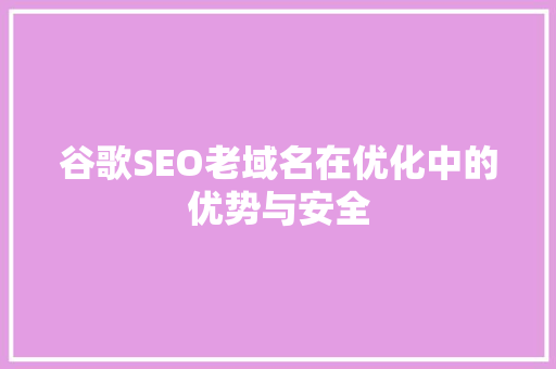 谷歌SEO老域名在优化中的优势与安全