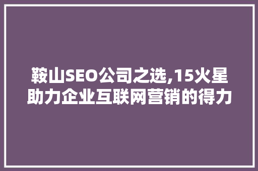 鞍山SEO公司之选,15火星助力企业互联网营销的得力助手