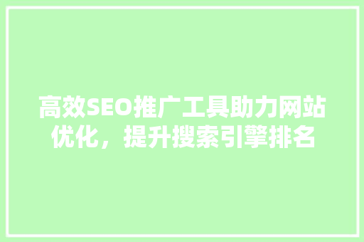 高效SEO推广工具助力网站优化，提升搜索引擎排名