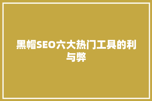 黑帽SEO六大热门工具的利与弊