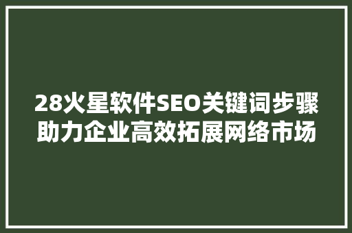 28火星软件SEO关键词步骤助力企业高效拓展网络市场