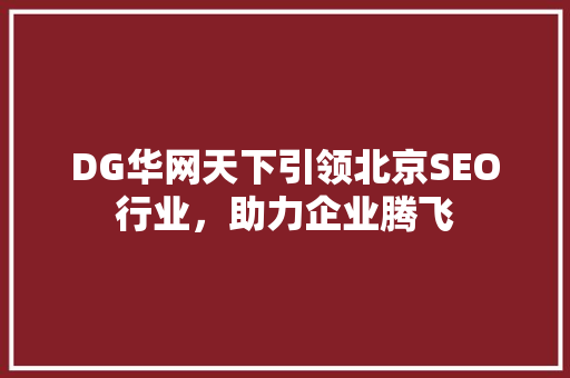 DG华网天下引领北京SEO行业，助力企业腾飞