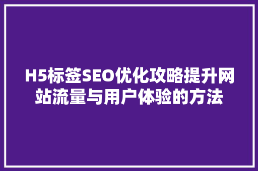 H5标签SEO优化攻略提升网站流量与用户体验的方法