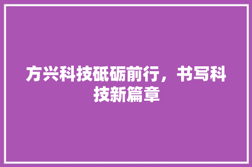 方兴科技砥砺前行，书写科技新篇章