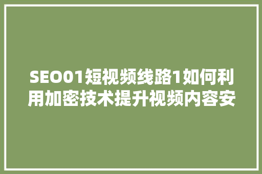 SEO01短视频线路1如何利用加密技术提升视频内容安全与传播效果  第1张