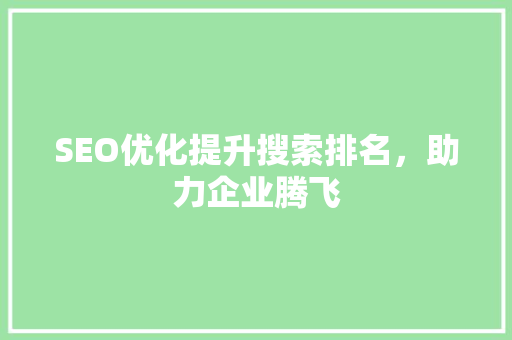 SEO优化提升搜索排名，助力企业腾飞