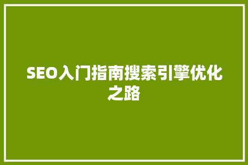 SEO入门指南搜索引擎优化之路  第1张