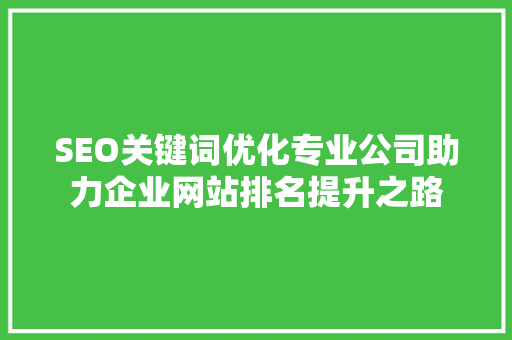SEO关键词优化专业公司助力企业网站排名提升之路