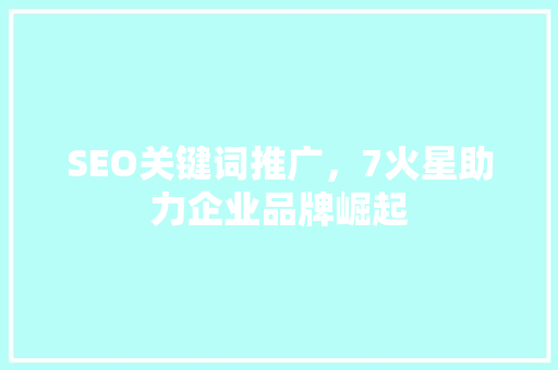 SEO关键词推广，7火星助力企业品牌崛起