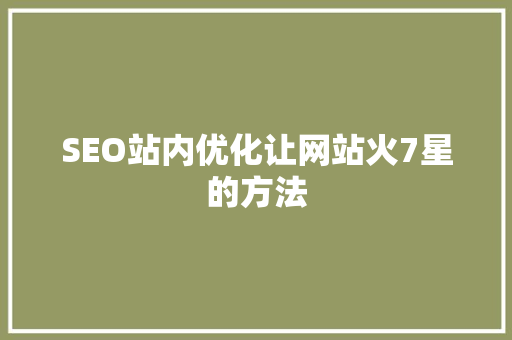 SEO站内优化让网站火7星的方法