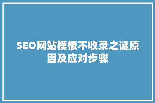 SEO网站模板不收录之谜原因及应对步骤