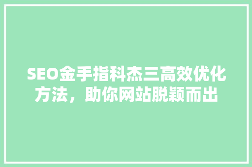SEO金手指科杰三高效优化方法，助你网站脱颖而出